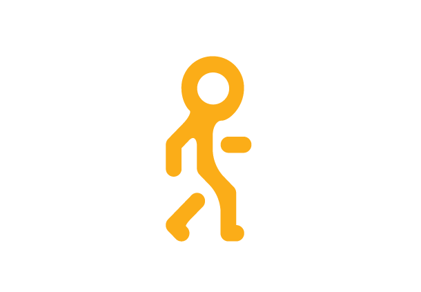 An icon of a stick man walking.