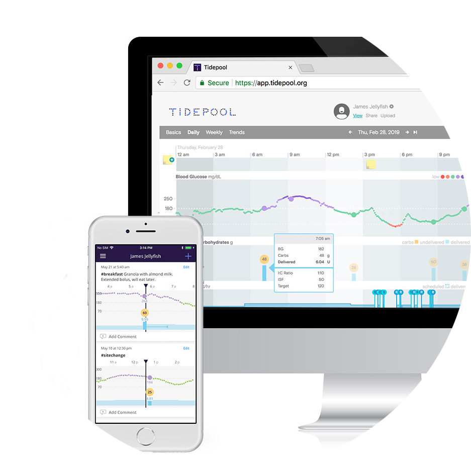 A computer and a phone showing some data