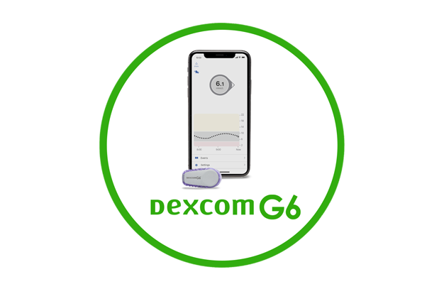A phone and the dexcom G6 sensor
