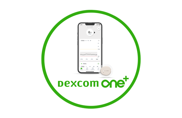 A phone and the dexcom ONE+ sensor 