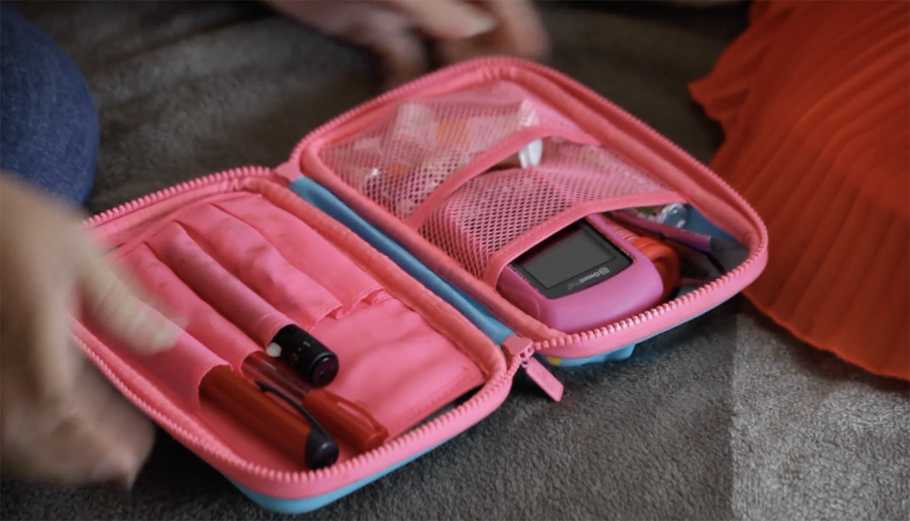 a pink diabetes kit