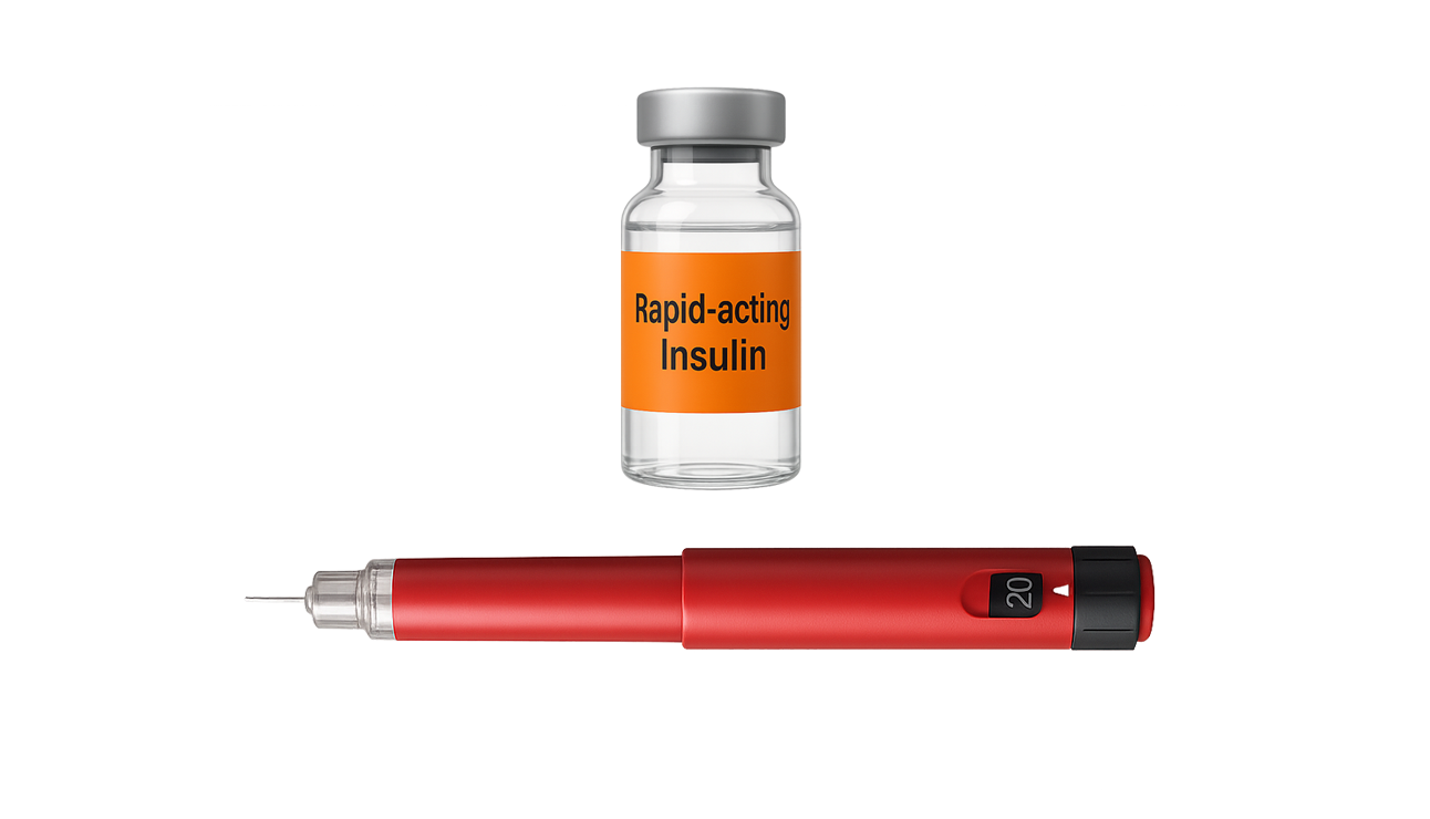 A vial of insulin and an insulin pen